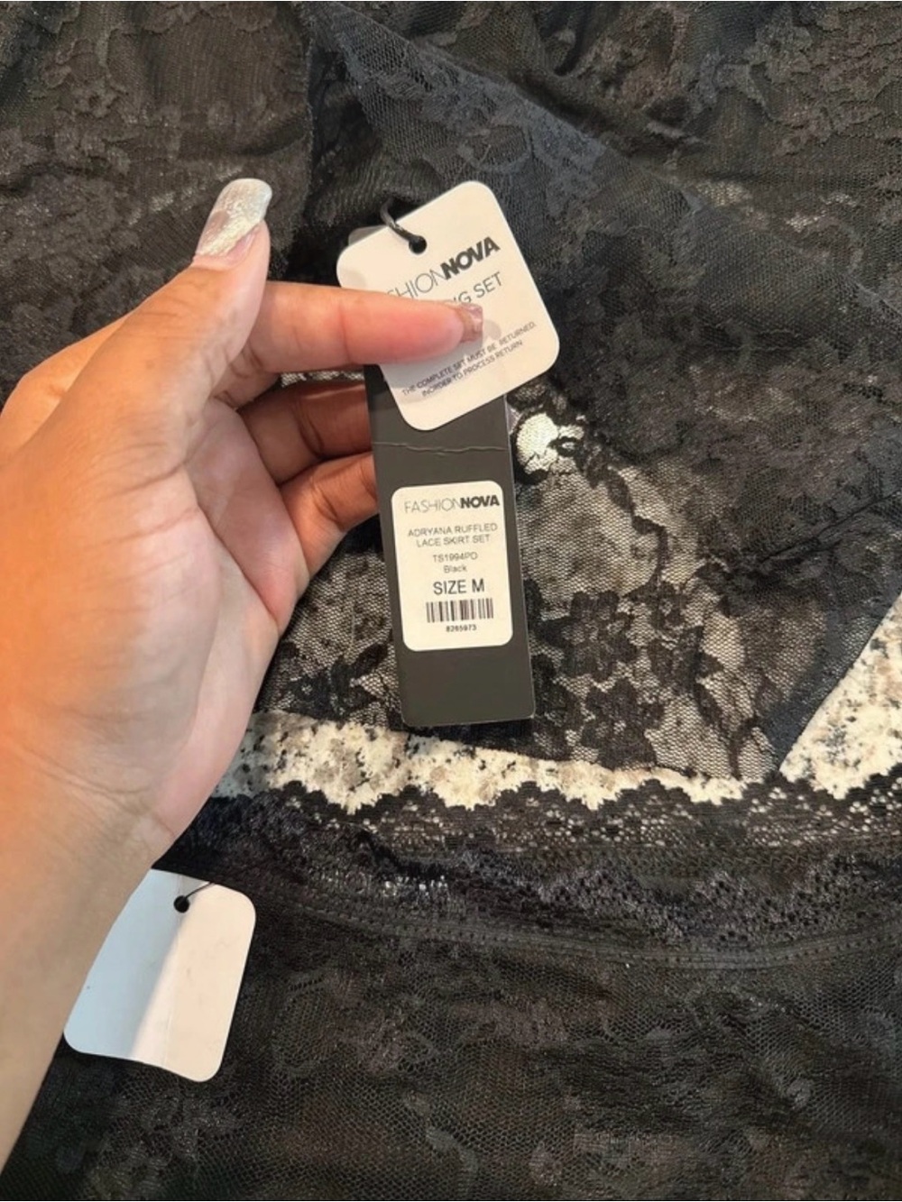 Fashion Nova Black Lace Ruffled Chemise